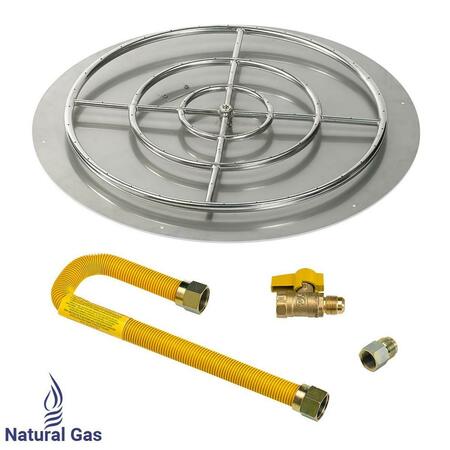AMERICAN FIREGLASS 36 In. High Capacity Round Stainless Steel Flat Pan With Match Light Kit - Natural Gas SS-RFPMKIT-N-36H